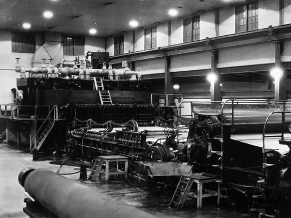 Paper-making equipment at the Pine Falls paper mill