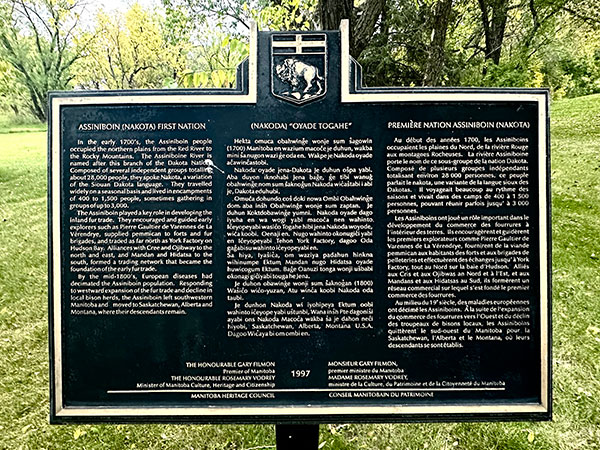 Assiniboin (Nakota) First Nation commemorative plaque