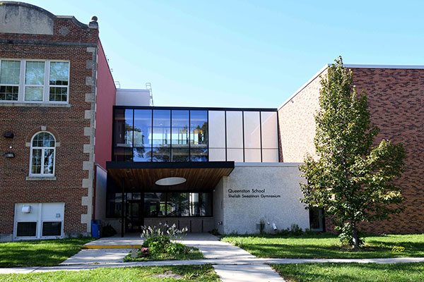 Gymnasium entrance to Queenston School