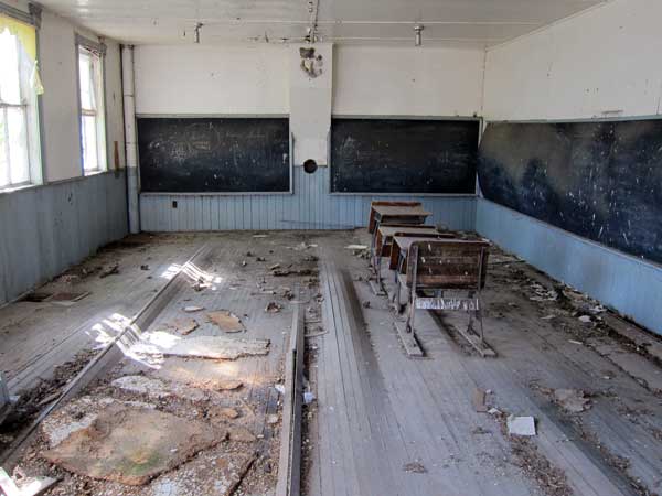 Interior of the former Ravine School building