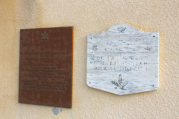 Ridgeville Centennial and War Memorial Plaques