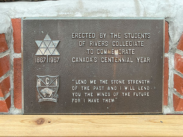 Centenary plaque near the entrance to Rivers Collegiate