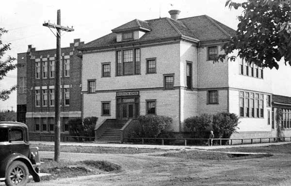 Riverview School No. 1, with the second school behind it at left, constructed in 1929