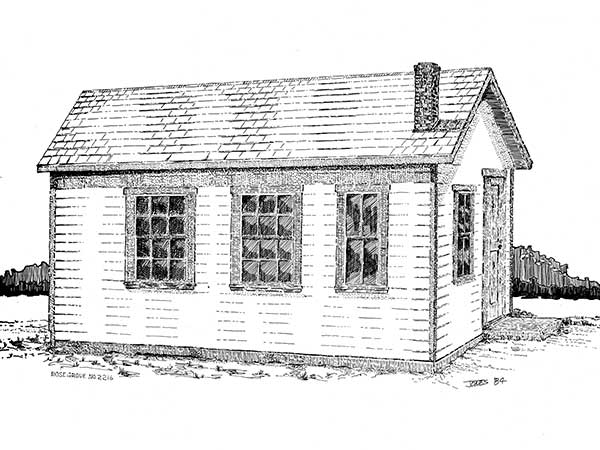 Sketch of the Rose Grove School building