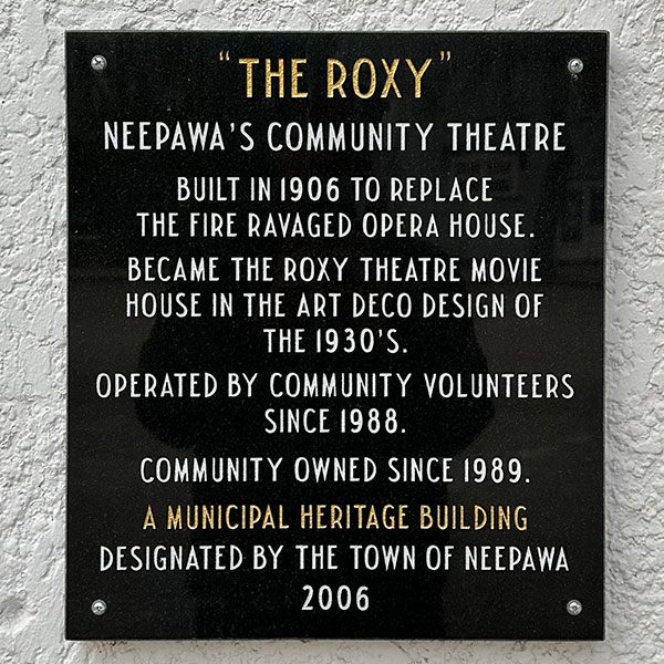 Roxy Theatre commemorative plaque