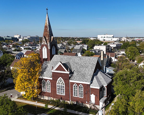 Aerial view of the Salem Community Bible Church