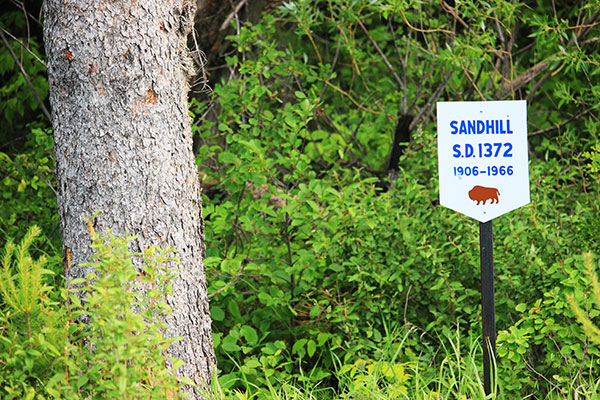 Sandhill School commemorative sign