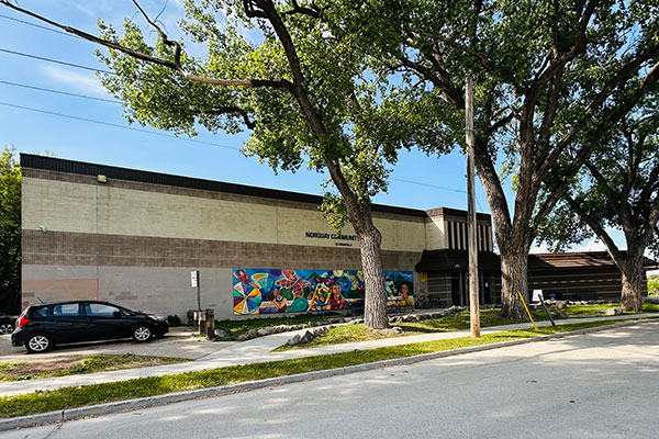 Location of the plaque on the Norquay Community Centre