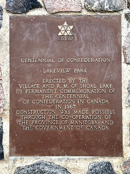 Plaque on the Shoal Lake Centennial Monument