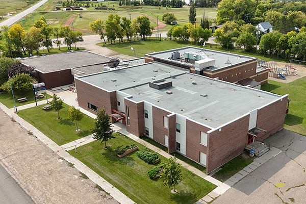 Aerial view of Shoal Lake School