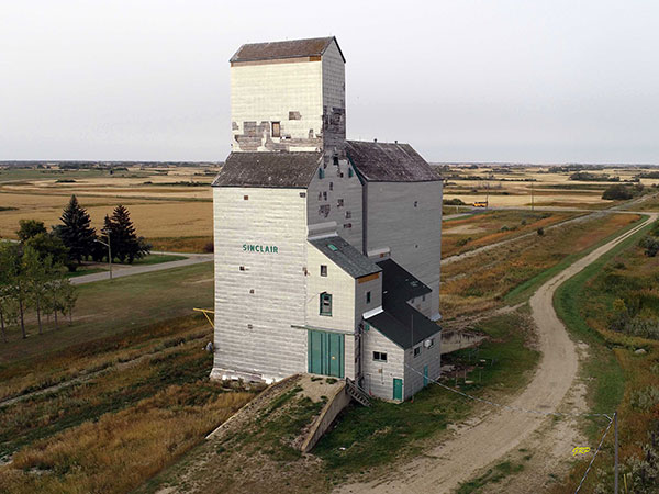 Aerial view of former Manitoba Pool grain elevator at Sinclair