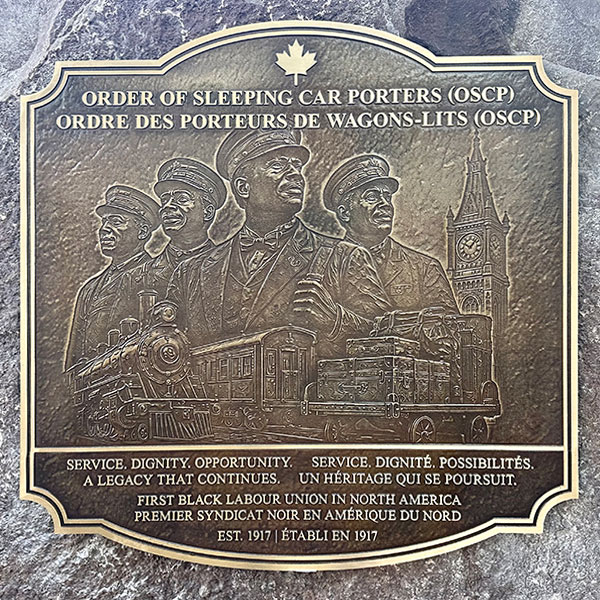 Plaque on Order of Sleeping Car Porters commemorative monument