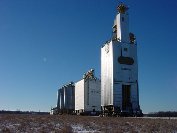 The Manitoba Pool grain elevator from La Riviere being moved to Somerset