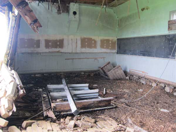 Interior of the former Spruce Bluff School building