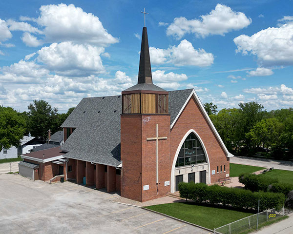 Aerial view of St. Andrew Bobola Roman Catholic Church