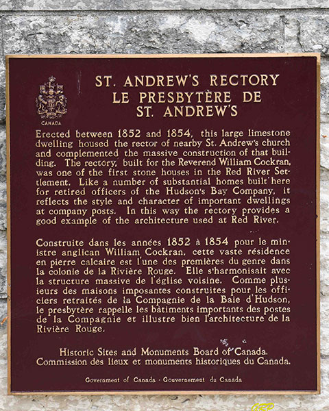 St. Andrew’s Anglican Rectory commemorative plaque