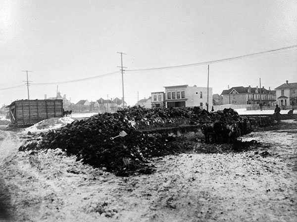 Site being prepared for construction of the Steele Block