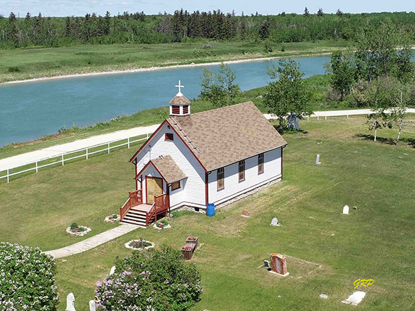 Aerial view of St. Helen’s Anglican Church at Fairford