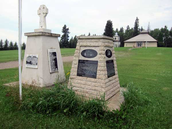St. Mary’s Ukrainian Catholic Church monument, along with one for Mountain Road School