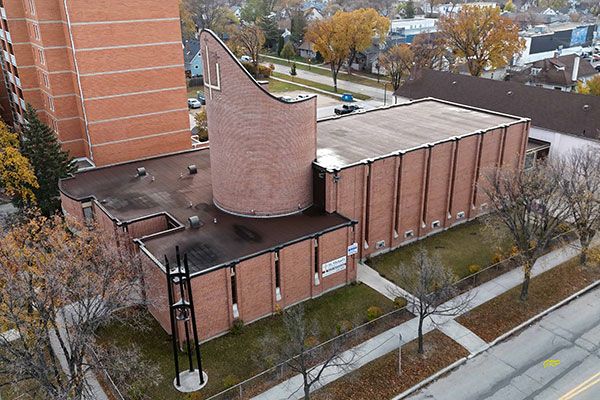 Aerial view of St. Michael’s Ukrainian Catholic Church at Winnipeg