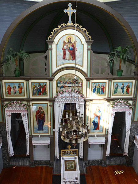 Interior of St. Nicholas Ukrainian Orthodox Church at Fort La Reine Museum