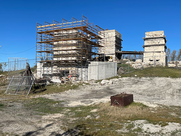 Limestone kiln under restoration