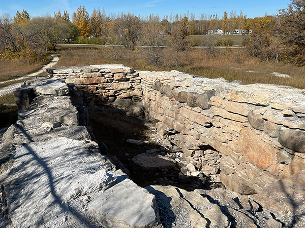 A view into the top of pot kilns at the site