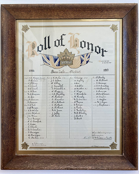 First World War honour roll for Swan Lake