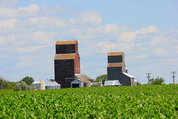 Former grain elevators at Tilston