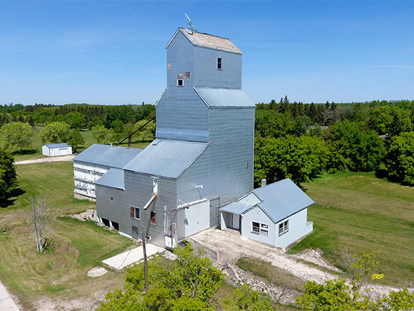 Aerial view of former Manitoba Pool grain elevator at Tyndall