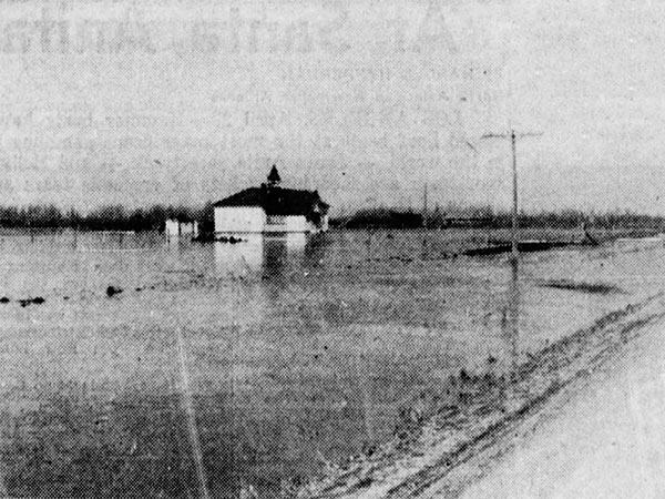 Vermette School during local Seine River flooding