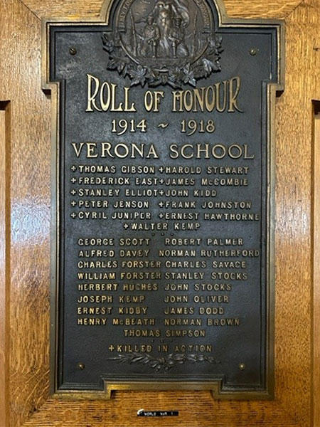 Verona School war memorial in Waskada Legion Hall