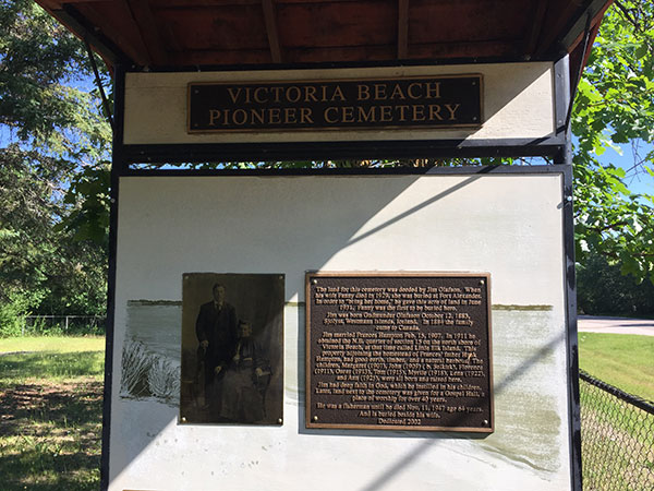 Olfason family commemorative plaque in the Victoria Beach Cemetery