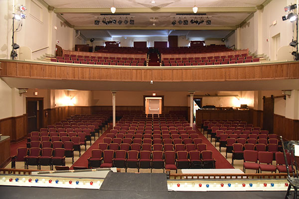 View of the audience seating in the Virden Auditorium