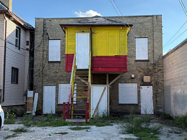 Rear of the Weselake Building after a fire