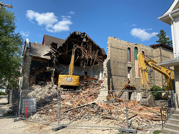 The former Wesley Methodist Church under demolition