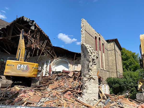 The former Wesley Methodist Church under demolition