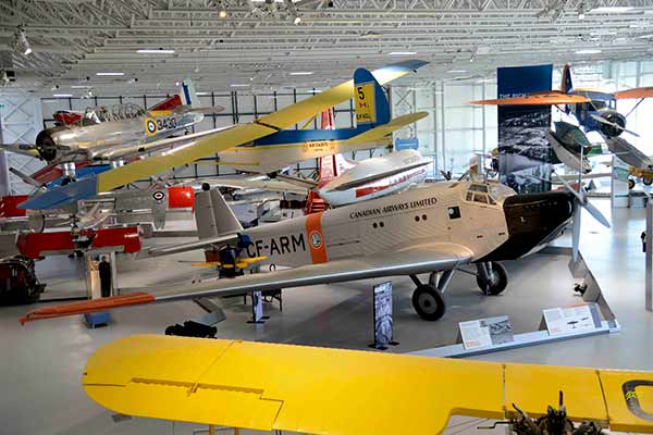 Aircraft on display at the Royal Aviation Museum of Western Canada