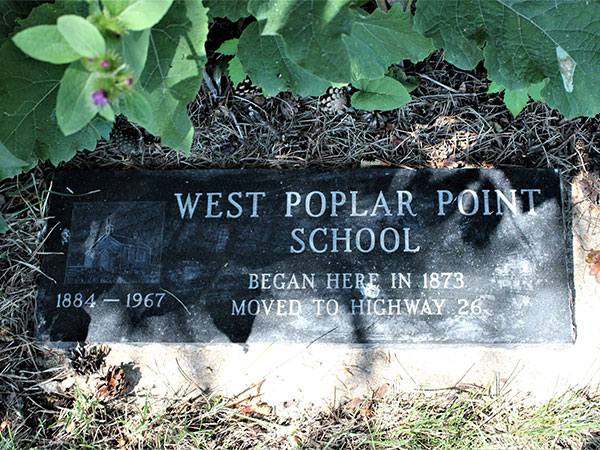 West Poplar Point School commemorative plaque in the St. Anne’s Anglican Cemetery