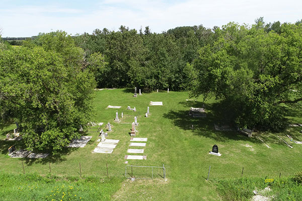 Aerial view of the Whitemouth Old Municipal Cemetery / Beaver Creek Cemetery