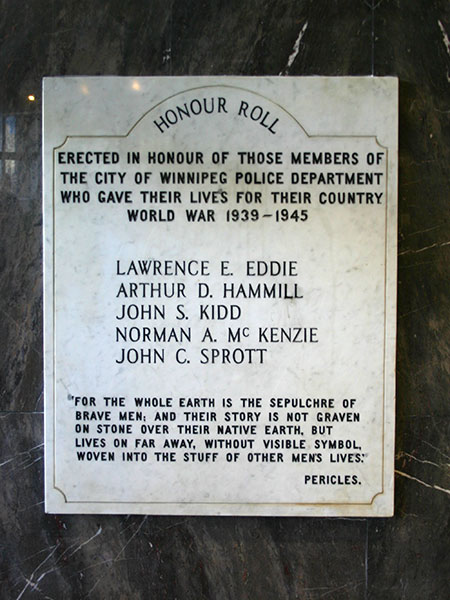 Second World War commemorative plaque