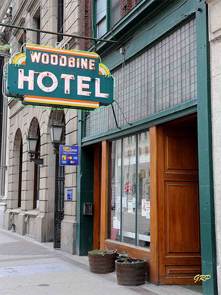 Entrance to the Woodbine Hotel