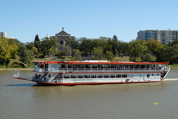 Paddlewheel Queen on the Red River near the St. Boniface Cathedral