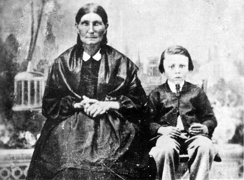 Jean Louis Riel with his grandmother, Mrs. Louis Riel Sr., n&eacute;e Julie Lagimodi&egrave;re.