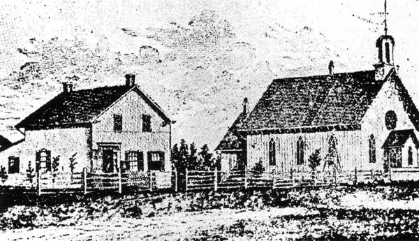 Grace Methodist Church, circa 1872. The church opened in September of 1871. Grace Methodist Church, circa 1872. The church opened in September of 1871.