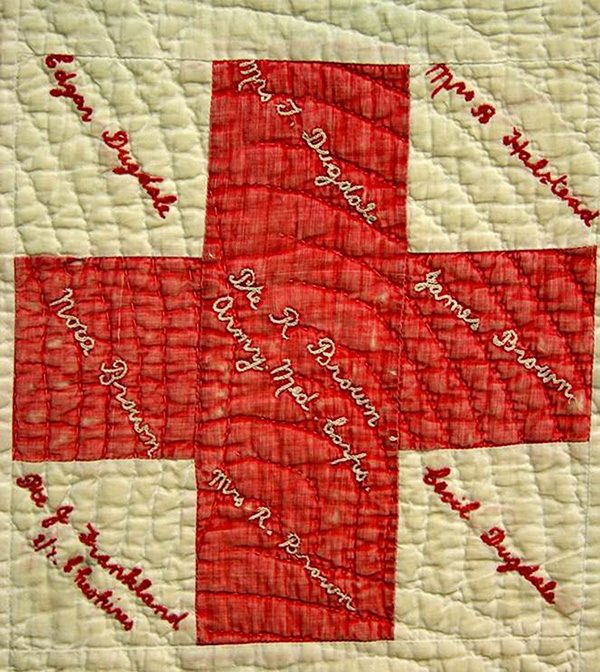 The &ldquo;Brown / Dugdale quilt block.&rdquo; Note the variation in the presentation of names, even amongst members of the same family.
