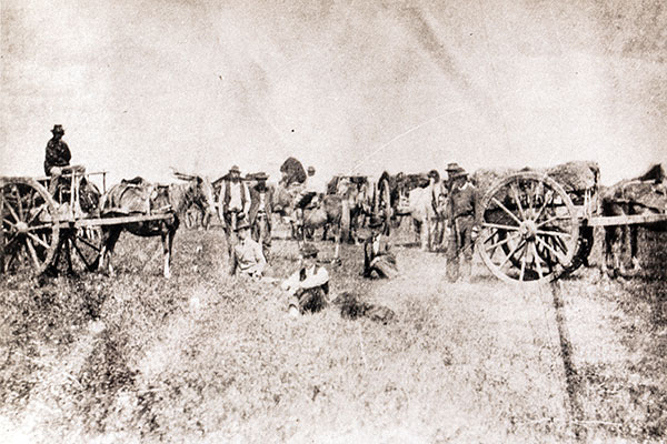 Groups of Métis HBC trip men from Fort Garry crossed the Assiniboine River above the Grand Rapids on their way to Fort Carlton and farther points north and west.