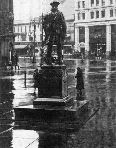 Figure 3: War memorial at Portage Avenue and Main Street, circa 1935.