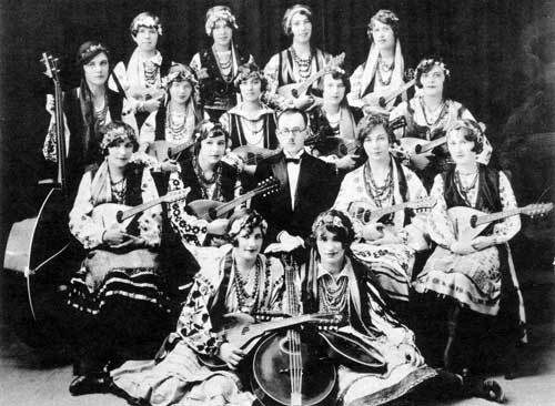 Ukrainian performers at the 1928 New Canadian Folksong and Handicraft Festival in Winnipeg