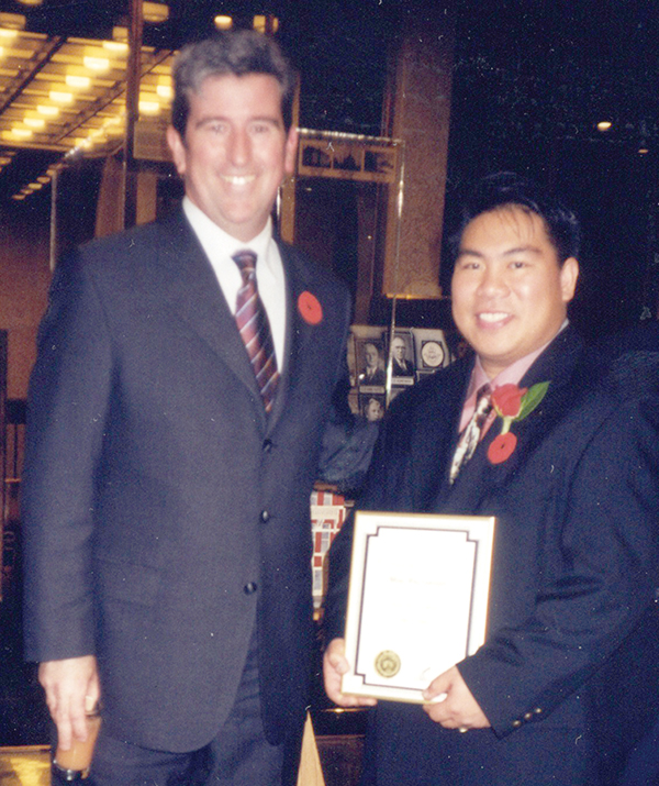 Newly elected city councillor Mike Pagtakhan (right) with Winnipeg Mayor Glen Murray, November, 2002.